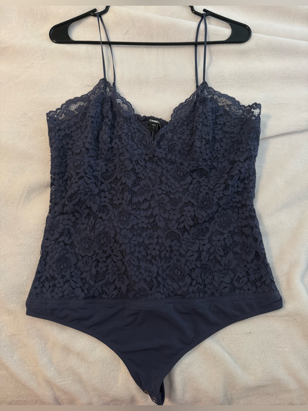 Express Navy Lace Overlay Tank Top - Picture 1 of 3